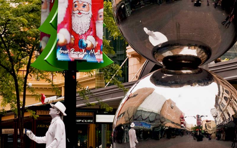 Christmas decorations in Rundle Mall Adelaide during festive season