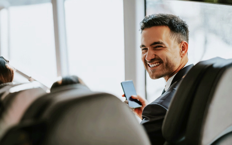 Corporate group traveling on a luxury coach in Adelaide for an event